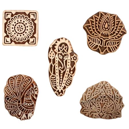 Set of 5 Piece New Mix Wooden Printing Block